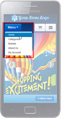 ecommerce mobile main menu